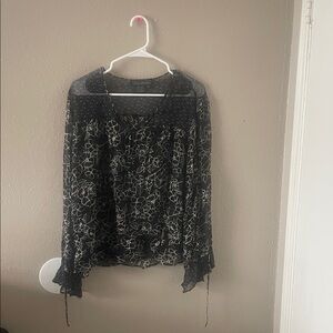 Elegant Black and White Floral Blouse